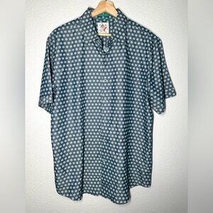 Marti Kat Men’s Short Sleeve Button Down Shirt Lime Pattern Size XL